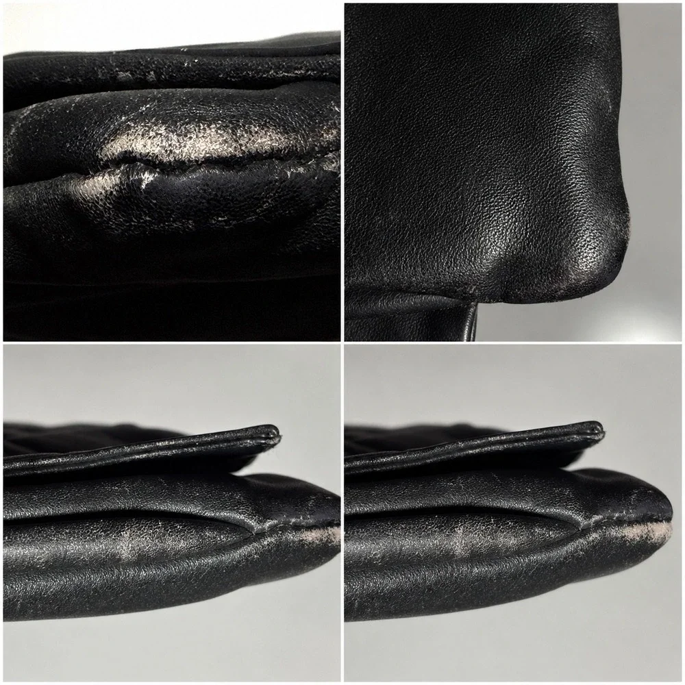 Vtg 80s Black Leather Clutch Bag Oversized Evening Purse Magnetic Snap‎ DMGD